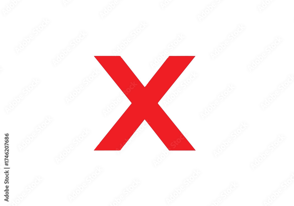 Obraz premium Vector illustration of red letter x isolated on a