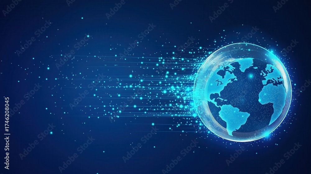 Obraz premium Digital Earth with Data Stream