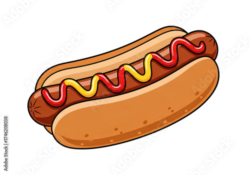 Hot Dog With Mustard vector style on white background