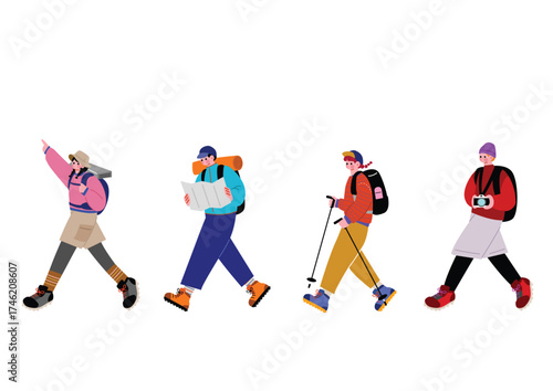 登山を楽しむ男女