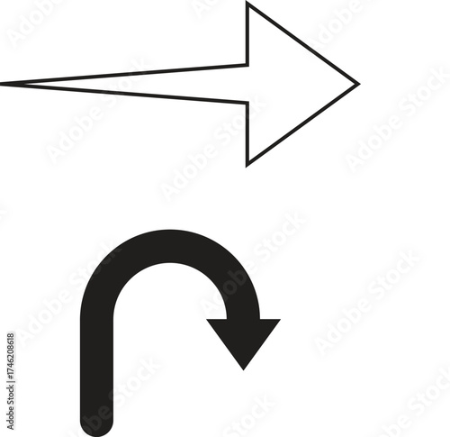 Simple forward and u-turn arrow icons