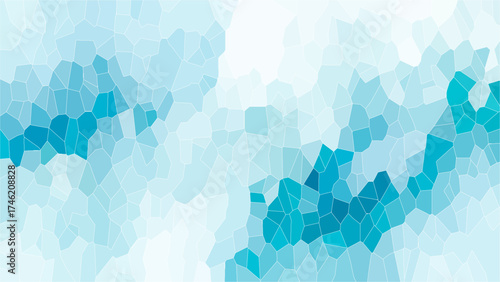 Abstract geometric pattern with irregular polygonal mosaic shapes in grayscale tones. Soft transitions between light and dark blue areas create a minimalist modern background for design and texture us