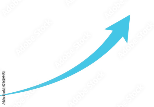 Vector illustration of blue arrow pointing upwards