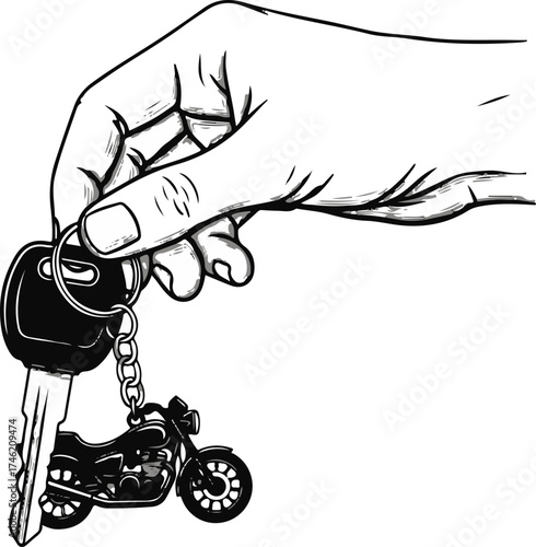 Black Silhouette Hand Holding Motorcycle Key