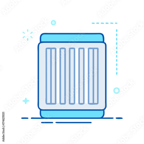 A blue air filter icon for air quality and purification