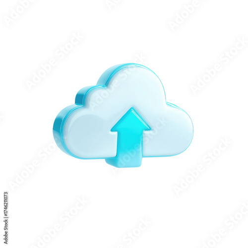 Cloud Upload Icon 3D Render