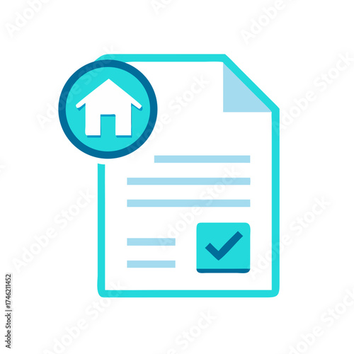 A mortgage document icon with a house symbol approved