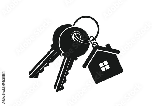 Vector illustration of two keys with a houseshaped keychain