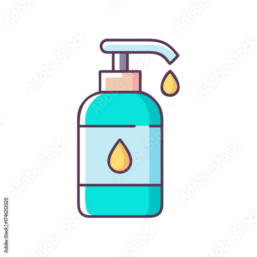 Hand sanitizer bottle dispensing a drop of liquid