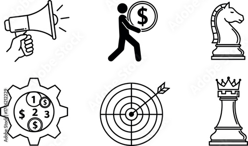 Dartboard silhouette, aiming darts, heart-shaped flights, precision sport, black and white illustration, love and focus, competition concept, target practice, passion symbol, vector art