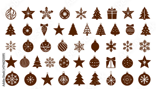 Christmas vector line icon set, Minimal line web icons set new year icons svg file on transparent background.