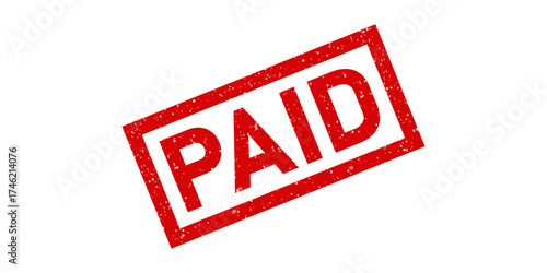 PAID Rubber Stamp Red Grunge Seal Vector Icon Distressed Payment Status Mark Financial Transaction