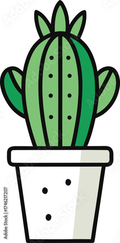 Cactus in pot simple line