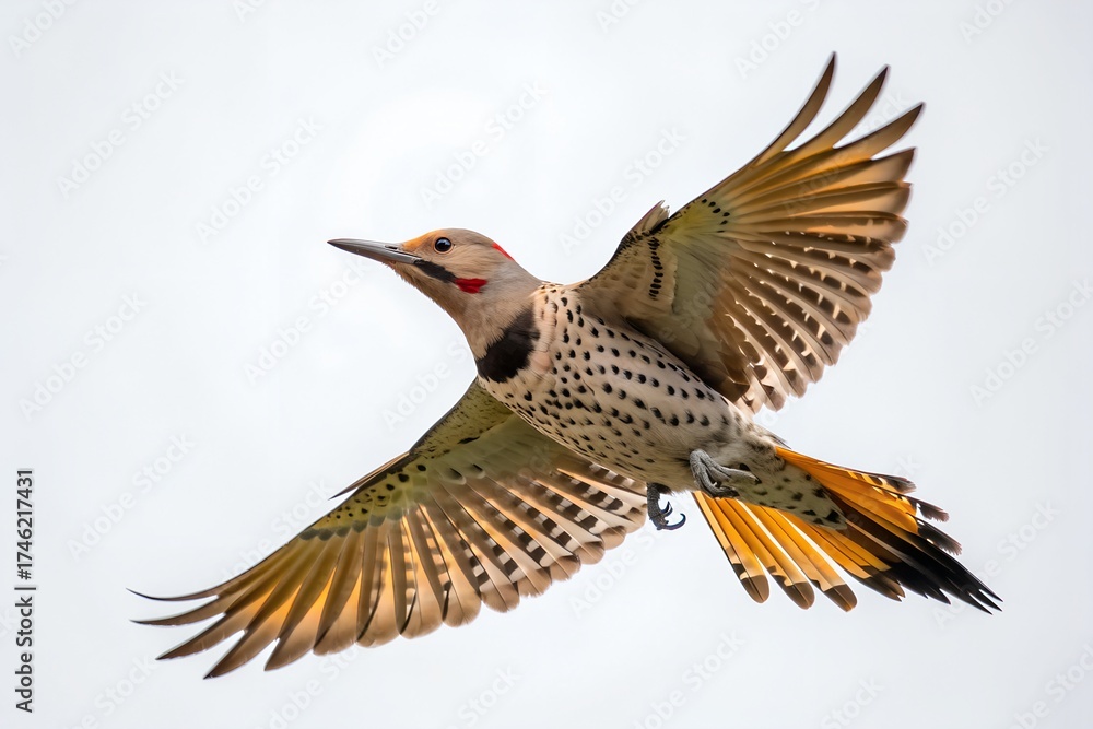 Obraz premium Northern Flicker Flying Isolated on White