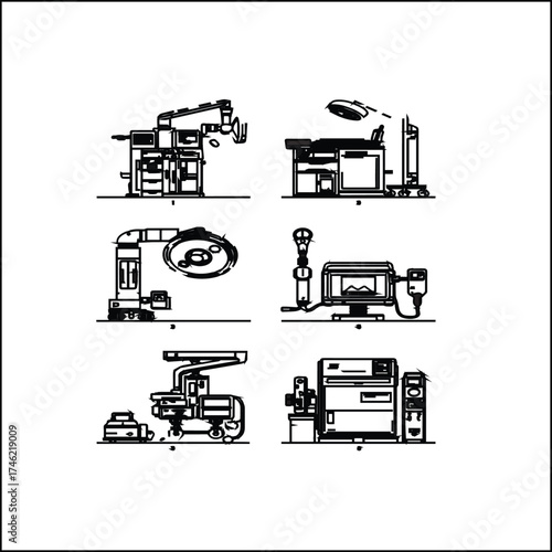 vector illustration of a set of medical equipment