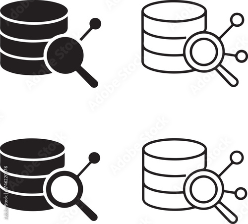 Big Data icon set, big data analysis symbol, big data network icon, black vector database, technology, internet, analytics, connection, computing, storage, server, information, digital, data process