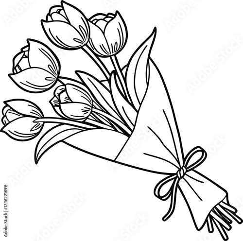 Black White Charm of Tulip