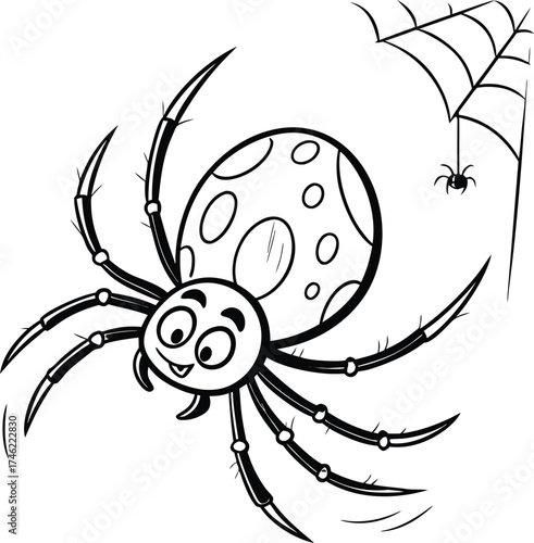 Simple Spider Smiling Black Line