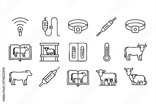 Agriculture innovation icon set for digital farming, data, and IoT applications