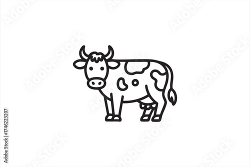 Cow vector icon for dairy farm, milk branding, and agriculture design