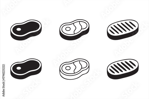 Meat industry vector pack for food business, butcher shop, and packaging design