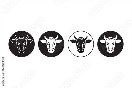 Cow illustration collection for dairy label, agriculture logo, and eco packaging