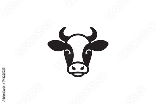 Cow head vector logo for dairy farm and milk product branding design