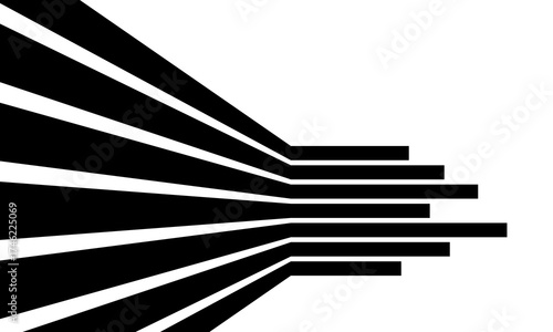 Black on white abstract perspective line stripes with 3d dimensional effect isolated on white. Vector eps10