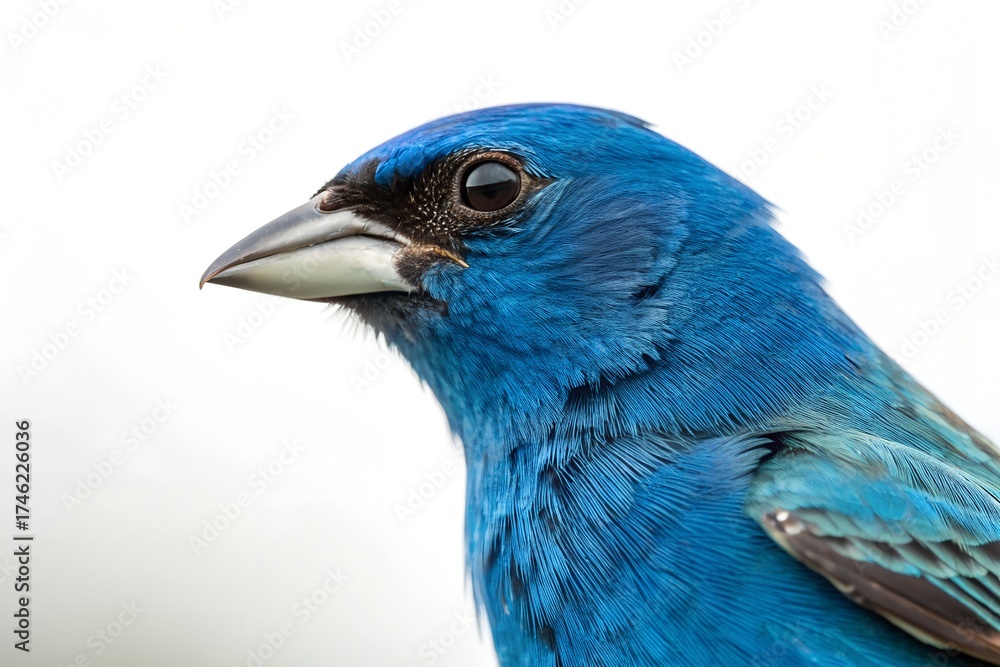Obraz premium Indigo Bunting Close-Up Portrait Isolated