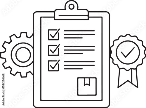 Vector art of checklist with gear and award