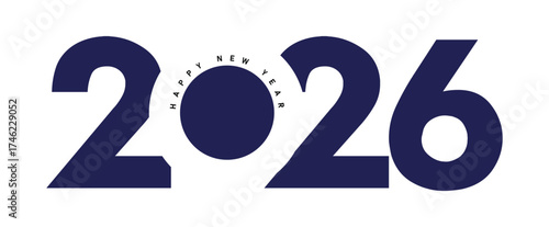 Happy New Year 2026 Colorful Greeting Banner poster post design White Background