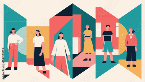 Illustration Of Series Of Perfectly Looped Vertical Frames Showing A Satisfying, Seamless Transition Between Different Outfits Settings Vector Design Template