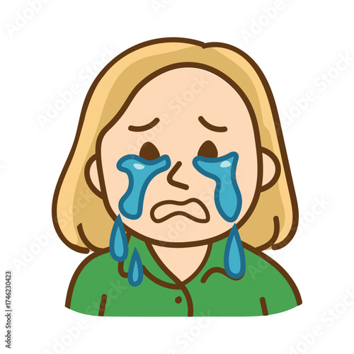 Sad character with tears showing deep emotion