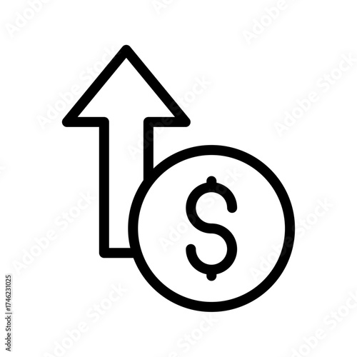 Revenue Growth Icon Up Arrow with Dollar Sign,Sales Up,Profit Increase
