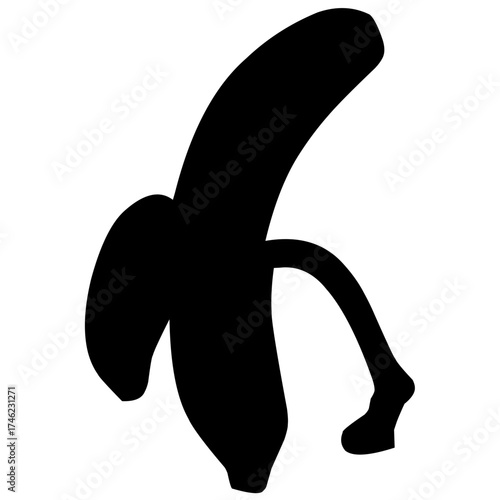 Silhouette of a peeled banana