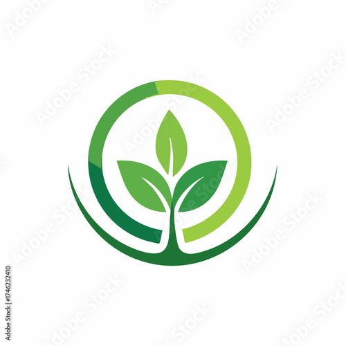 Green sprout logo vector icon illustration, growth and natural symbol design