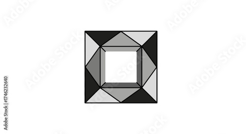 Geometric Abstract Square Pattern with Shades of Gray.