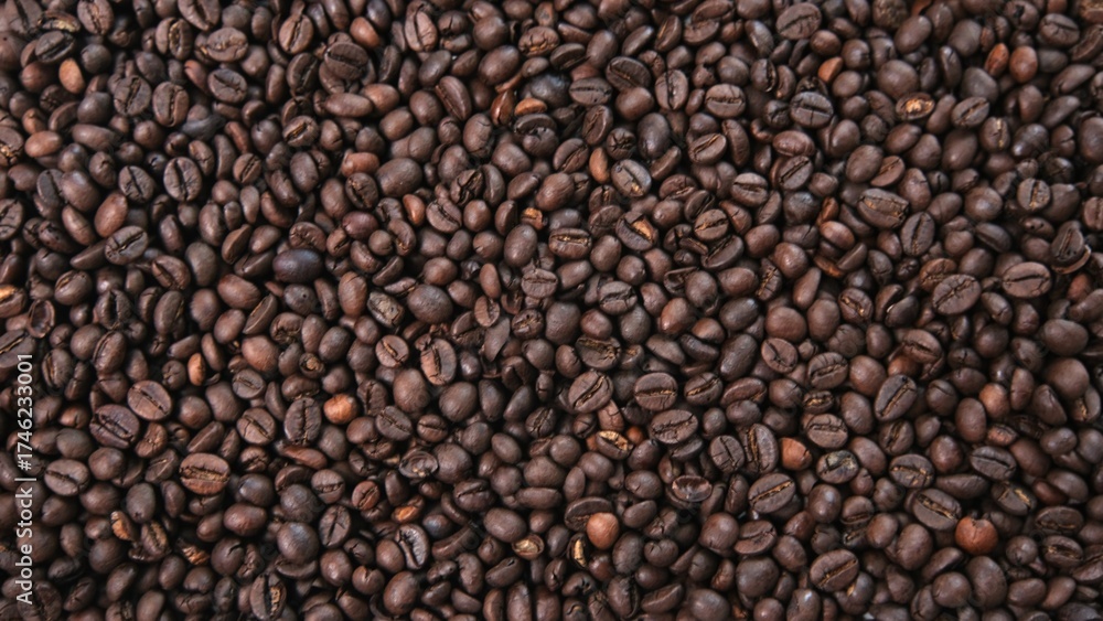 Fototapeta premium Roasted Coffee Beans: Aromatic Texture and Rich Background