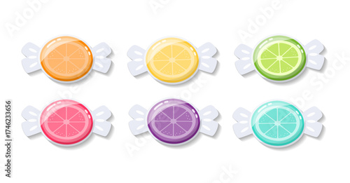 Lollipop Candies Vector Set. Collection of Sweet Drop Candies, Sugar Caramel. 
