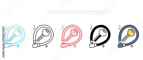 Wire Lock icon design with white background stock illustration
