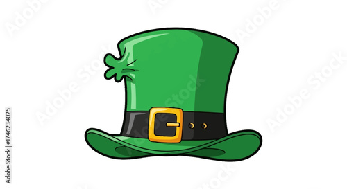 Green Leprechaun Top Hat Illustration for St Patricks Day Festive Celebration Graphic Design Element