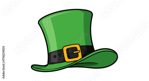 Green Leprechaun Hat with Gold Buckle.