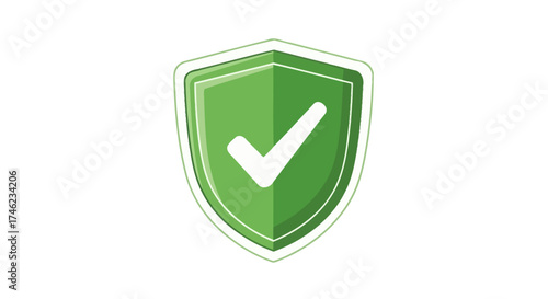 Green Shield Icon with Checkmark Symbol Representing Security and Safety Verification for Digital Protection and Data Privacy