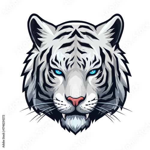 Esport vector logo white tiger, white tiger icon, white tiger head, vector, sticker