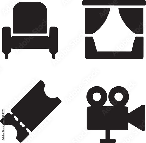 Cinema icons silhouette