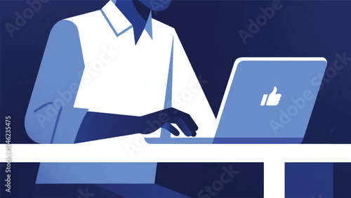 Illustration Of An Individual Closing Their Laptop, And The Last Like Icon Fades Away Like A Tiny Vector Design Template