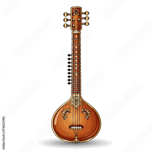 Indian Sitar Musical Instrument.