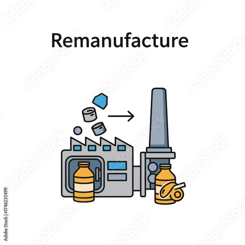 Industrial Remanufacturing Process Illustration.