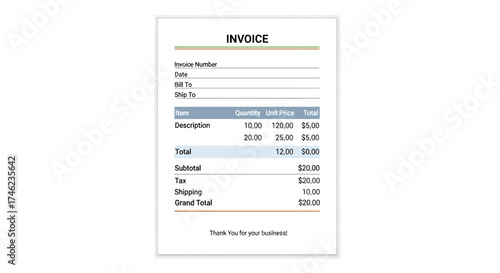 Invoice Document with Financial Details and Calculations.