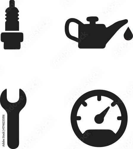 Automotive icons silhouette